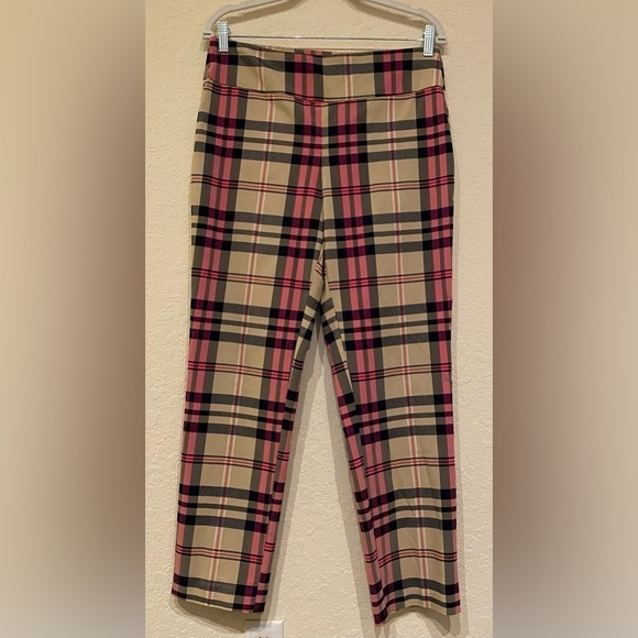 Crown & Ivy Women’s Plaid Tech Stretch Bow Detail Pants Size 8 - Picture 1 of 9
